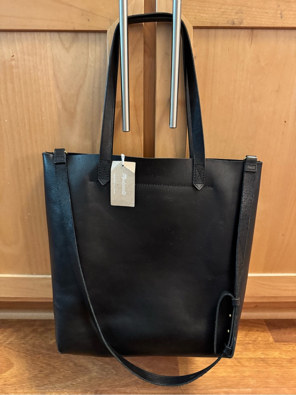 Madewell Black Leather Tote Bag - Picture 1 of 4